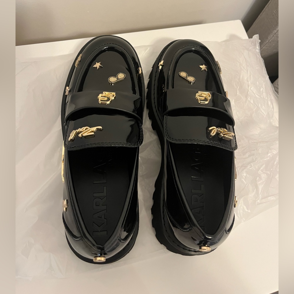 Karl Lagerfeld Women’s Gaston Lug Sole Loafers with Pin Embellishments